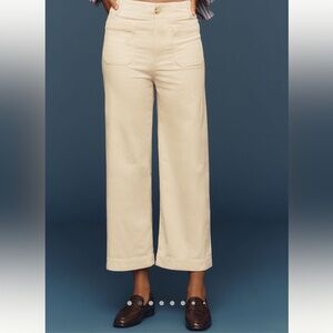 Colette Cropped Wide leg Corduroy pant in Cream
